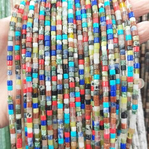 Natural Stone Crystal Lapis Lazuli Aventurine Jewelry Making 4mm Cylindrical Loose Beads for DIY Bracelet Necklace Parts 15
