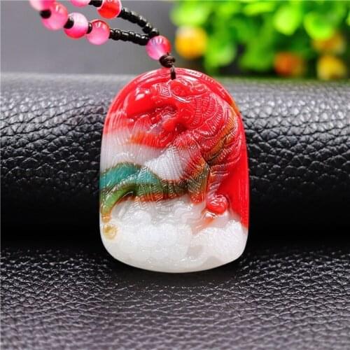 Colour Jade Tiger Pendant Necklace Fashion Charm Men Jewelry Amulet Women Carved Chinese Natural Gifts for Jadeite