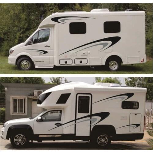For Camper RV Trailer Stripes Graphics Waterproof Advanture Mountain tree Decoration Vinyl Graphics Kit Decals Car Stickers
