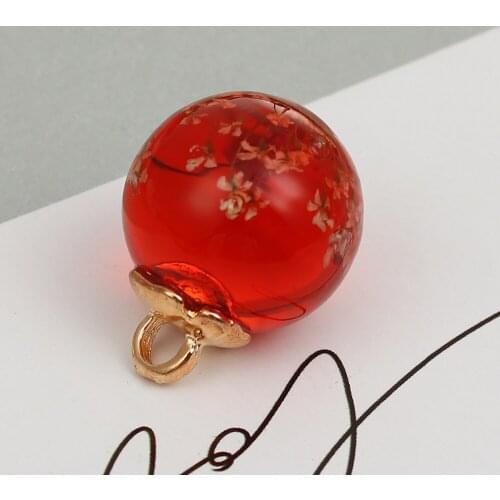 DoreenBeads Plastic Transparent Glass Globe Bubble Bottle Charms Round Dried Flower Colorful DIY Pendant 23mm x 18mm, 2 PCs