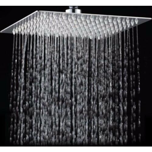 Rainfall Shower Head Bathroom 12" Ultrathin Style Top Shower Head Stainless Steel Square Showerhead Bathroom Hardware