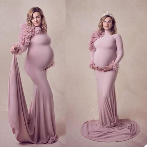 Elegant Customised Slim Fit Maternity Dresses Long Sleeve Gown for Photoshoot Boudoir Lingerie Robe Bathrobe Nightwear