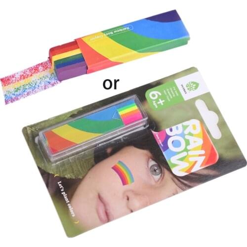 Rainbow Face Paint Stick Body Tattoo Colored Pigment Pen Fluorescent Crayon Washable Adult Kid Party Favors Makeup Cosmetic Tool