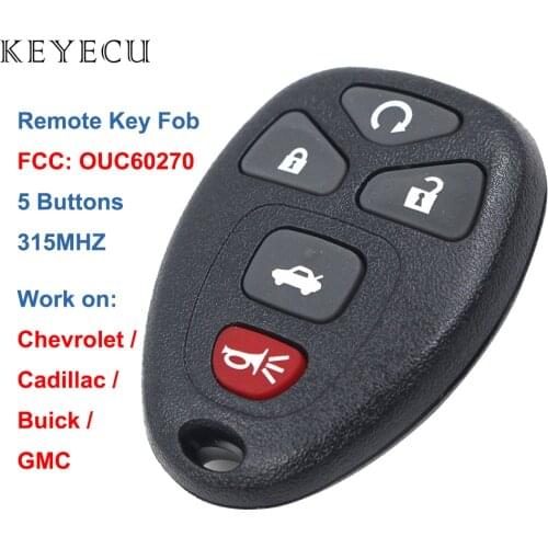 Keyecu 5 Buttons OUC60270 Remote Control Car Key 315MHZ for Chevrolet for Cadillac for Buick for GMC for Saturn