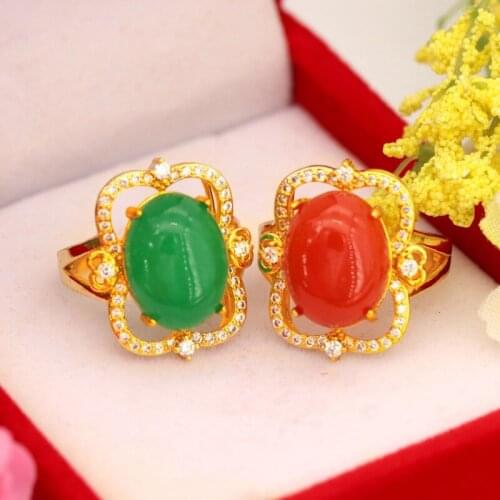 Natural Jade Ring 925 Silver Fashion Jewelry Chalcedony Amulet Gifts for Women