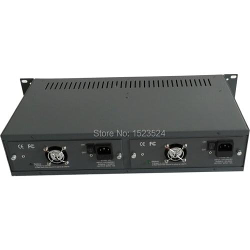 2U 14 Slots 19 inch Rack Mount Chassis, Double Power Supply Fiber Optical Media Converter Chassis, Media Converter Rack Mount