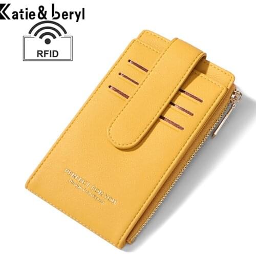 NEW RFID Card Holder Women Purse Wallets Anti-theff Female Business Credit Card Wallet Ladies Card Bag Zipper Coin Purse Pocket