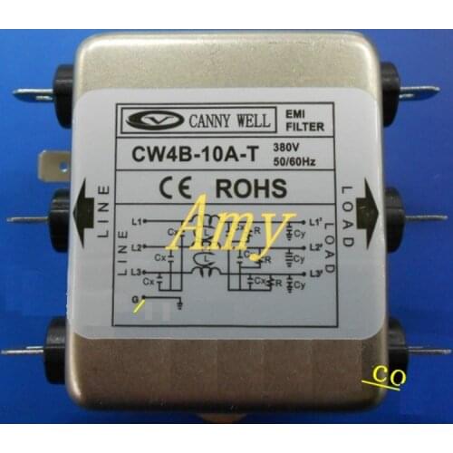 Power EMI filter CW4B 10A T three-phase three wire AC 380V purification