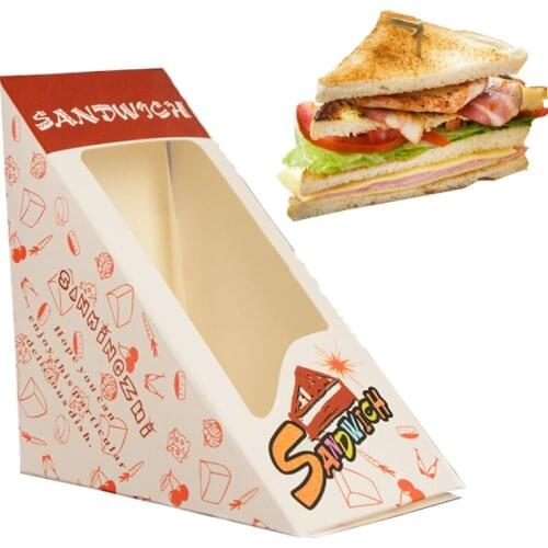 Cartoon Sandwich Case Trilateral Cake Packing Box Cookies Bag Bread Stickup Sack Bakery Restaurant Shop Package 20/50pcs/set