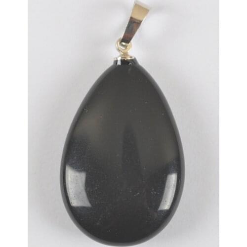 Natural Black Carnelian Stone Bead GEM Pendant Water-drop Fashion Jewelry S3046
