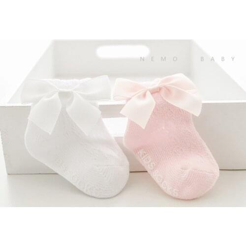 1 Pair Cotton Childrens Anti-slip Boat Socks For Girls Bow Low Cut Floor Kid Sock Childrens Clothing Accessories For Summer