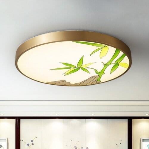 New Chinese enamel living room lamp LED ceiling lamp all copper creative modern lamp Chinese style bedroom study lamp