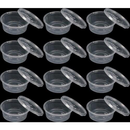 Behogar 100PCS 80ml Disposable Plastic Dressings Condiments Sauces Portion Cups with Lids for Restaurant Home Picnic Barbeques