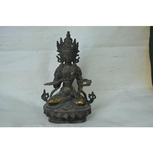 Rare old Tibet copper Green degree mother statue,Free shipping