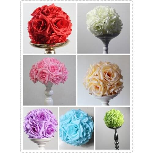 SPR Free shipping 20pcs/lot 15cm/ 6 inch Wedding Decorations Silk Kissing Pomander rose Flowers Balls Wedding bouquet