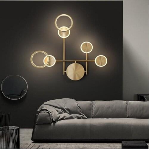 LED Wall Lamps Bedside Luxury Copper Art Deco Wall Sconce Lights for Bedroom Living Room Loft Aisle Home Indoor Lighting