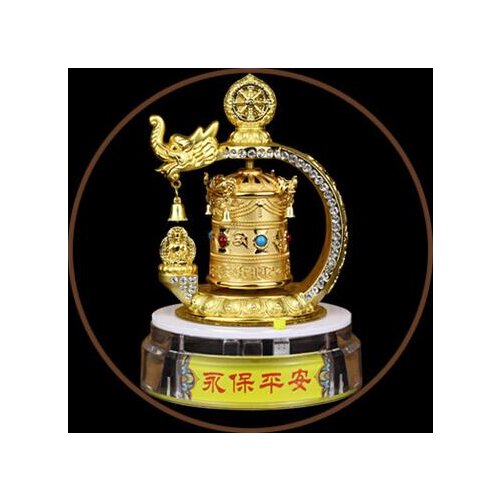 Tibet Solar Energy Gilding Lotus Prayer Wheel Spinning Car Decoration Safe And Good Luck Buddhist Supplies Decoration