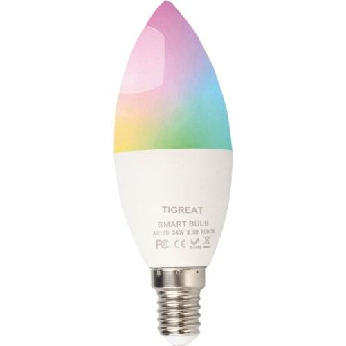 Tigreat Smart Bulb LED Candle Light Wifi Lamp lantern E14 RGB+W+C 3.5/7W Timer Voice Remote Control Tuya Alexa Google Home