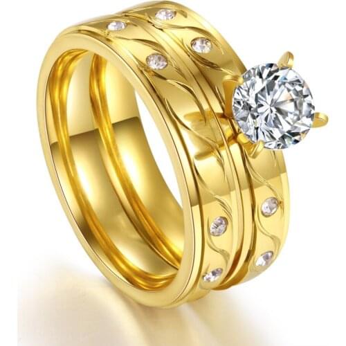 Foreign trade creative fashion titanium ring with zircon ring female Korean hand accessories stainless steel ring