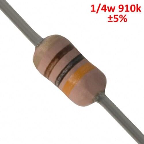 PHISCALE Carbon film resistor 910kOhm 1/4w 0.25w 5% Tolerance 1000pcs