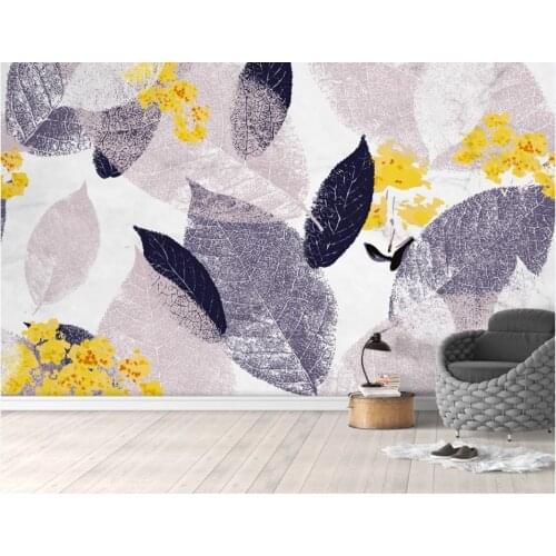 XUE SU Custom photo wallpaper mural fresh Nordic transparent leaves background wall