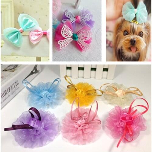 Pet headdress snow yarn bow hairpin dog jewelry accessories 20pcs/lot Dogs Hairpin Clip