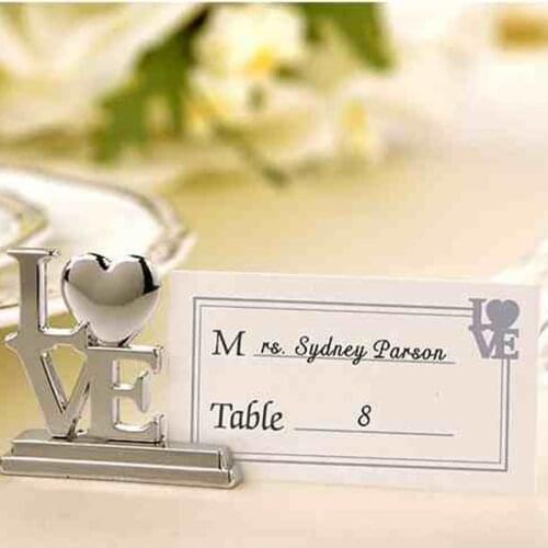 Love Bell Seat Clip Table Place Card Holder Wedding Decoration Table Photo Memo Number Name Clips Base