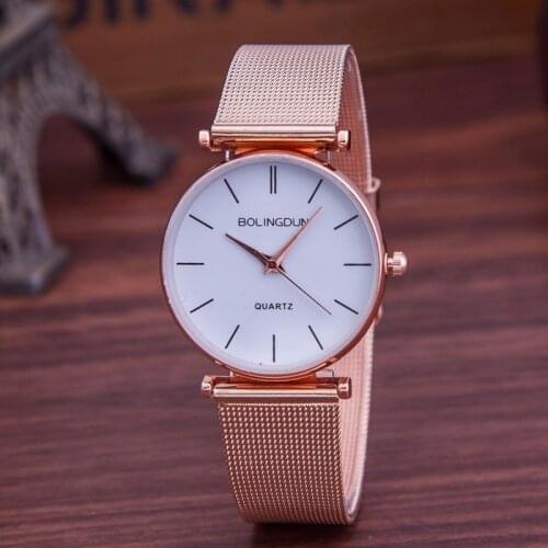 Reloj mujer Luxury Brand Watch Women Fashion Rose Gold Quartz Watches Casual Metal Mesh Stainless Steel Dress Wristwatches Chasy