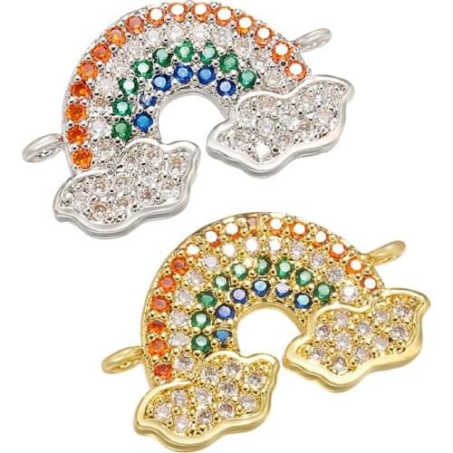 ZHUKOU 13x20mm crystal rainbow connector for women handmade bracelet necklace jewelry accessories making findings model: VS436
