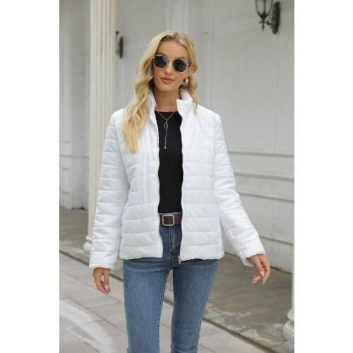 Winter Women Solid Color Jacket Warm Straight Quilted Loose Coat 2021 New Ladys Elegant Pocket Zipper Cotton Jacket Six Colors