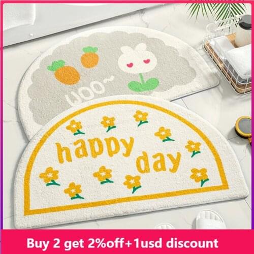 1pc Flower Bathroom Carpet Non-slip Area Rugs Plush Doormat Rugs Soft Yeallow Floor Mat Water Absorbent Bath Mats Tapis nice day