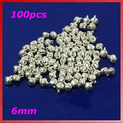 "100pcs Silver Small Bell Craft Jewelry Wedding Charms Bead Findings 6mm New