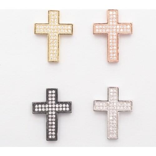 17.4x23.3mm Micro Pave silver zircon personality cross alloy connector DIY ladies earrings bracelet accessories wholesale
