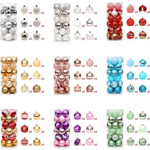 24pcs Christmas Painted Balls Decor 6cm Plastic Matt Ball Ceiling Hanging Ball Christmas Birthday Party Supplies Decorations