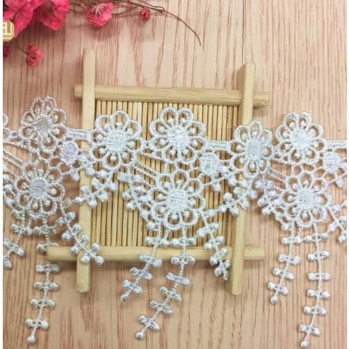 3 Yards/lot White Black Flower Lace Ribbon Sewing Craft Tassel Lace Trim Embellishment DIY Garment Accessories 8.5cm