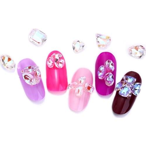 4x6mm 50pcs Nails Art Rhinestones Unfoiled Transparent Fluorescent Jewelry DIY K9 Glass Piontback Crystal Rhinestones Drop Heart