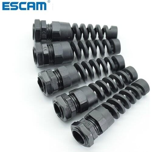 5pcs IP68 Waterproof M12 PG7/PG9/PG11 Cable Gland Connector Plastic Flex Spiral Strain Relief Protector For 3.5-6mm Wire Thread