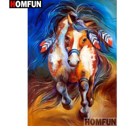 HOMFUN Full Square/Round Drill 5D DIY Diamond Painting "Animal horse" Embroidery Cross Stitch 3D Home Decor Gift A11939