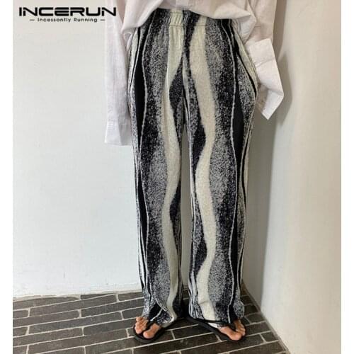 Men Casual Pants Printed Streetwear Loose Joggers Trousers Men Korean Style Fashion Elastic Waist Straight Pants S-5XL INCERUN