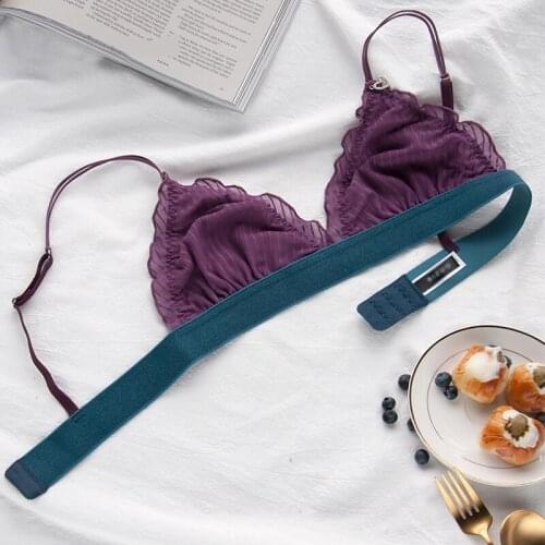 Free shipping New Sexy Womens Bra Lace Underwire Solid Bikini Cute Net yarn Bralette Intimates lingerie brasieres para mujer