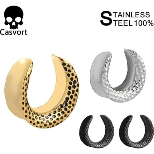 Casvort 2 PCS New Saddle Ear Tunnel Plug Piercing Ring Expander Studs Stretchers Fashion Body Piercing Jewelry Earrings Gift