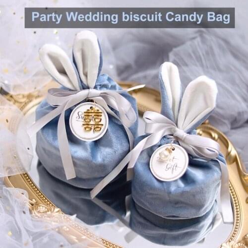 Storage Holder Bunny Ears Design Decorative Velvet Bag Easter Gift Bag For Easter