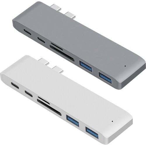 Dual Type-C Hub 2 Ports USB 3.0 TF Card Reader Adapter for MacBook Pro Air,Suitable for laptop