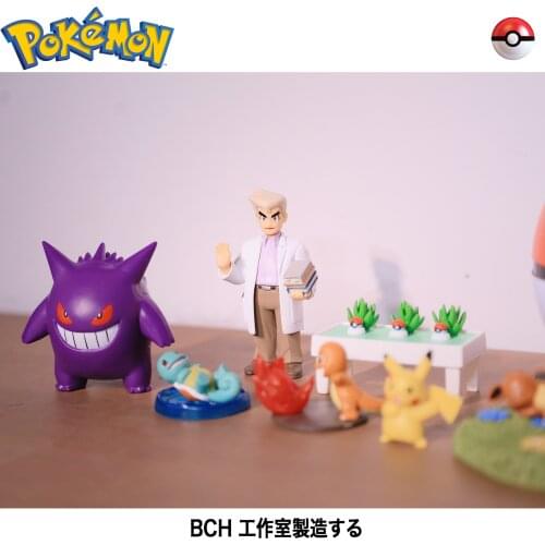 TOMY Pokemon Dr. Oki Action Figure Gengar Bulbasaur Pikachu Animation Scene Decoration Creative Gift Model