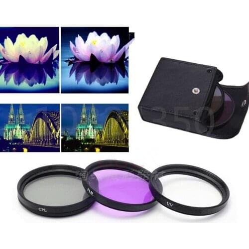 49MM 52MM 55MM 58MM 62MM 67MM 72MM 77MM UV+CPL+FLD 4in 1 Lens Filter with Bag for Cannon Nikon Sony Pentax Fujifilm Camera Lens