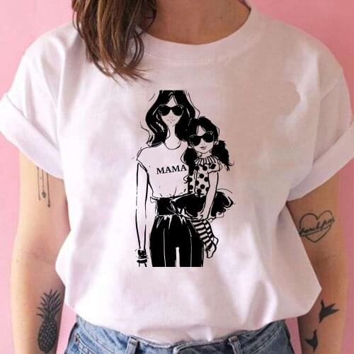 Momo Love Print T-shirt Women Soft Girl Animated Tee Shirt Mother And Daughter Family T Shirt 2021 New Arrivals Streetwear