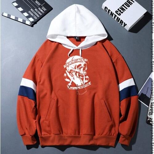 Cotton cool skull print men hoodies casual sweatshirts loose men pullovers male hoodies