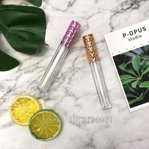 10/20pcs Gold/Purple Lid Empty Cosmetic Lip Gloss Lip Paint Oil Tubes Clear Eyelash Brush Split Bottle Lipstick Lip Balm Bottles