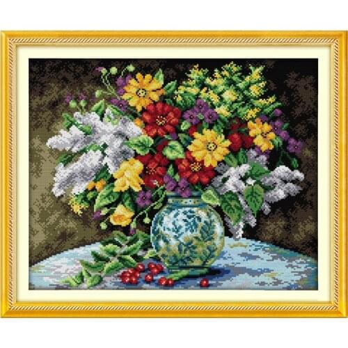Beautiful vase cross stitch pattern DIY Handmade Needlework Counted 14CT Printed Cross Stitch kits Embroidery Set Home Decor