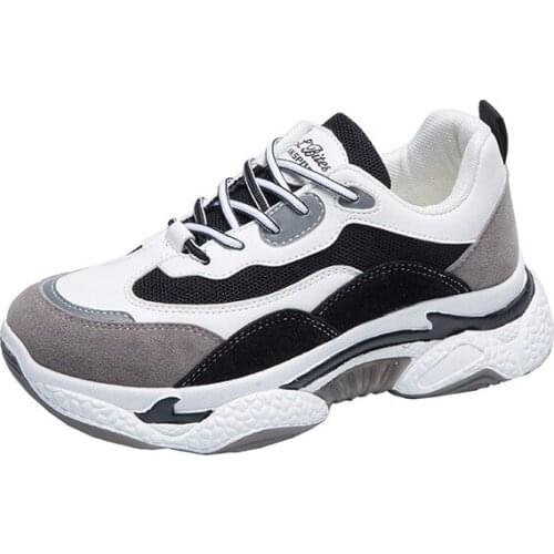 Flange rise Momen Running shoes relaxation joker comfort sport shoes reflect light chalaza color matching fashion sneakers